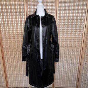 Vintage Y2K Spoiled Girl faux leather trench coat with belt size S